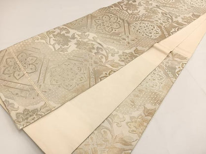 平和屋着物◎六通柄袋帯 花菱文 金銀糸 正絹 逸品 BAAT3459ui