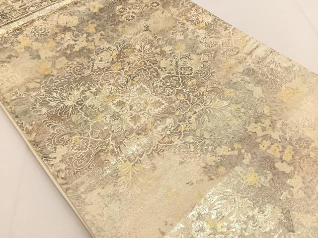 平和屋着物◎六通柄袋帯 更紗花文 引箔 正絹 逸品 BAAT3465ui
