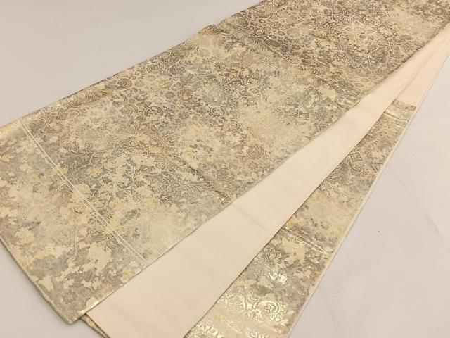 平和屋着物◎六通柄袋帯 更紗花文 引箔 正絹 逸品 BAAT3465ui