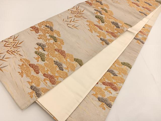 平和屋着物◎六通柄袋帯 唐織 流水松文 金糸 引箔 正絹 逸品 BAAT3489ui