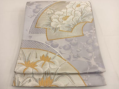 平和屋着物◎六通柄袋帯 唐織 地紙花文 金銀糸 正絹 逸品 BAAT3499ui