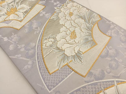 平和屋着物◎六通柄袋帯 唐織 地紙花文 金銀糸 正絹 逸品 BAAT3499ui