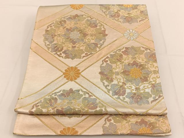 平和屋着物◎六通柄袋帯 天井花文 金銀糸 正絹 逸品 BAAT3514ui