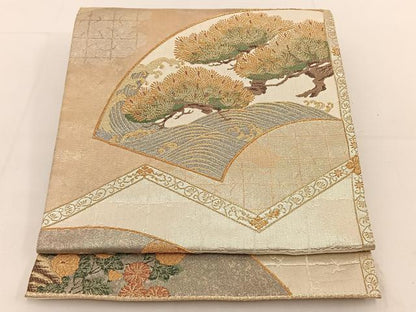 平和屋着物◎六通柄袋帯 地紙松文 金銀糸 玉屋 正絹 逸品 BAAT3584ui