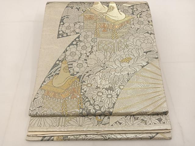 平和屋着物◎六通柄袋帯 夢華路 プラチナ箔 復重織 正絹 逸品 BAAT3589ui