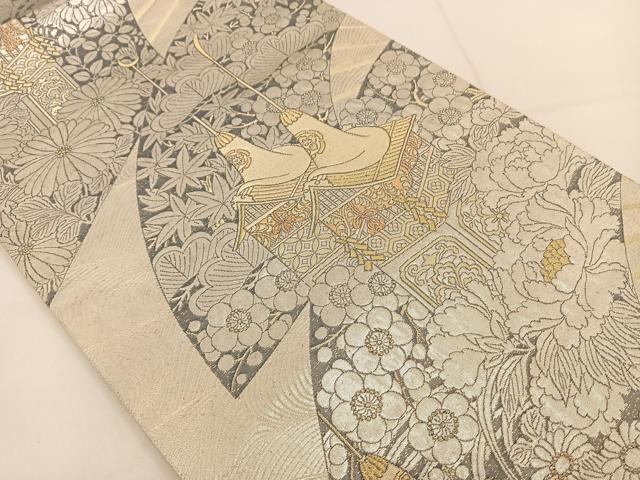 平和屋着物◎六通柄袋帯 夢華路 プラチナ箔 復重織 正絹 逸品 BAAT3589ui