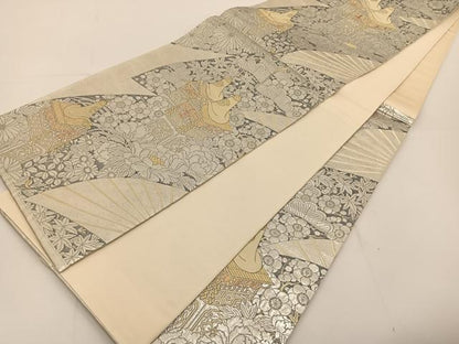 平和屋着物◎六通柄袋帯 夢華路 プラチナ箔 復重織 正絹 逸品 BAAT3589ui