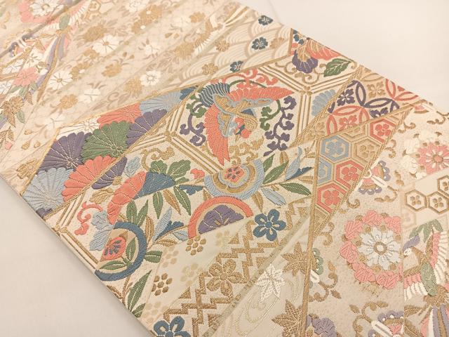 平和屋着物◎六通柄袋帯 唐織 有職小文 金糸 正絹 逸品 BAAT3590ui