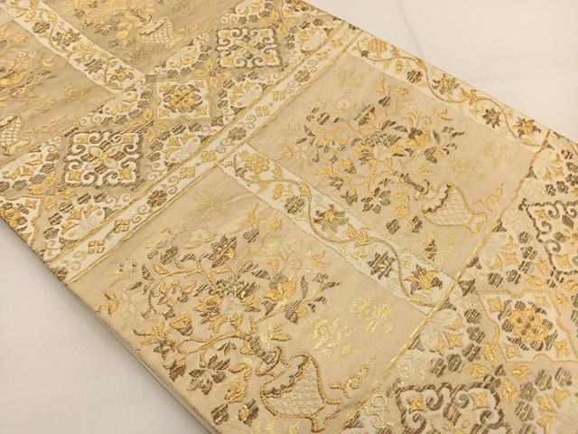 平和屋着物◎六通柄袋帯 飾花文 金糸 正絹 逸品 BAAT3606ui