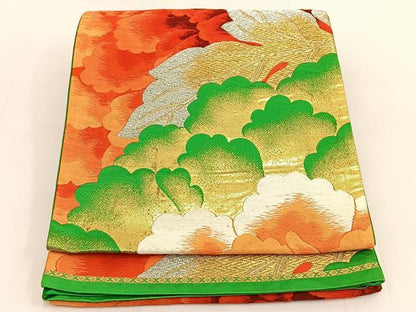 平和屋着物◎六通柄袋帯 唐織 花 金銀糸 正絹 逸品 BAAT3607ui