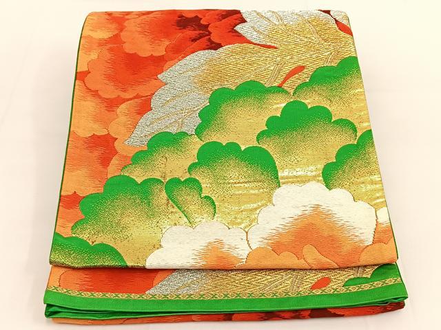 平和屋着物◎六通柄袋帯 唐織 花 金銀糸 正絹 逸品 BAAT3607ui