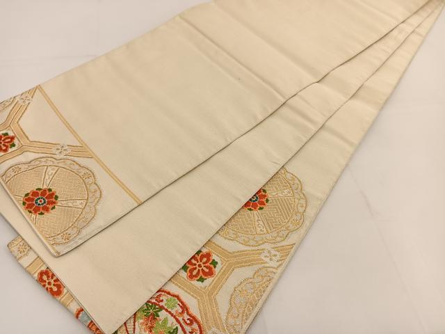 平和屋着物◎太鼓柄袋帯 綴れ 唐織 蜀江花文 金銀糸 正絹 逸品 BAAT3608ui