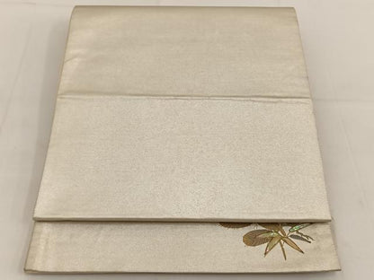 平和屋着物◎六通柄袋帯 螺鈿 笹竹文 ワンポイント 金彩 引箔 正絹 逸品 BAAT3611ui