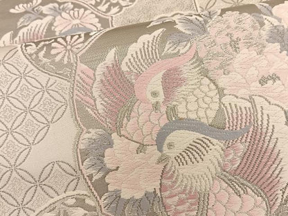 平和屋着物◎六通柄袋帯 唐織 清風鳳凰文 プラチナ箔 銀糸 正絹 逸品 BAAT3614ui