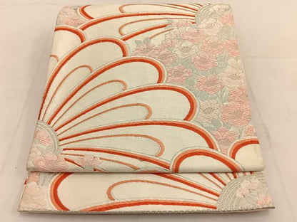 平和屋着物◎六通柄袋帯 唐織 花尽くし 銀糸 正絹 逸品 BAAT3619ui