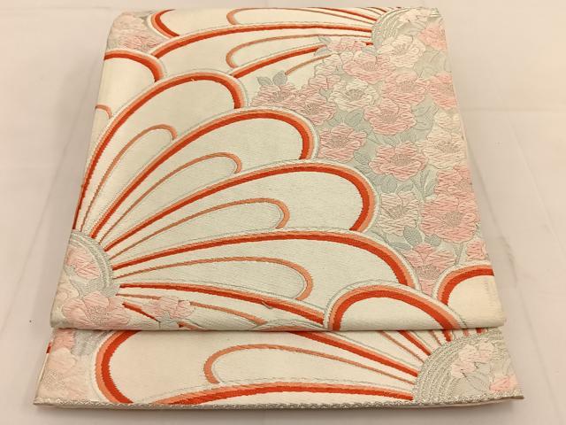 平和屋着物◎六通柄袋帯 唐織 花尽くし 銀糸 正絹 逸品 BAAT3619ui