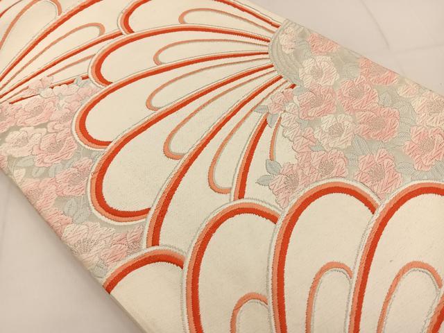平和屋着物◎六通柄袋帯 唐織 花尽くし 銀糸 正絹 逸品 BAAT3619ui