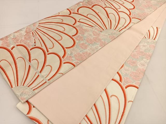 平和屋着物◎六通柄袋帯 唐織 花尽くし 銀糸 正絹 逸品 BAAT3619ui