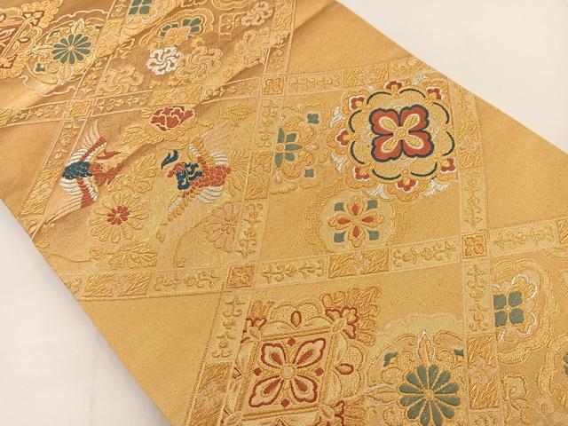 平和屋着物◎六通柄袋帯 唐織 天井花鳥文 金銀糸 正絹 逸品 BAAT3629ui