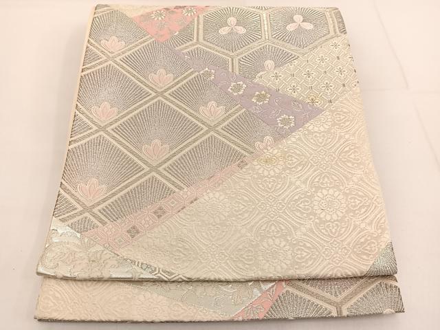 平和屋着物◎六通柄袋帯 唐織 切嵌若松文 銀糸 正絹 逸品 BAAT3634ui