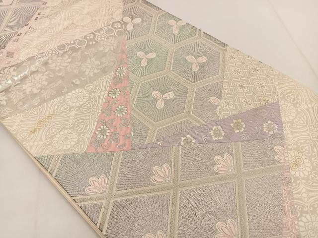 平和屋着物◎六通柄袋帯 唐織 切嵌若松文 銀糸 正絹 逸品 BAAT3634ui