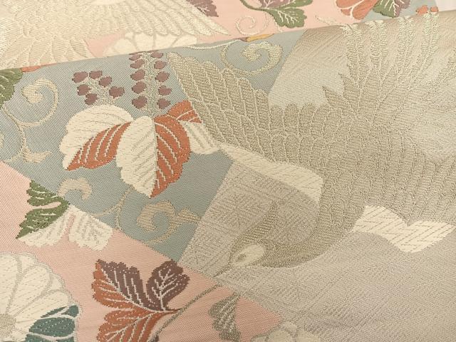 平和屋着物◎六通柄袋帯 唐織 鳳凰花文 銀糸 正絹 逸品 BAAT3636ui