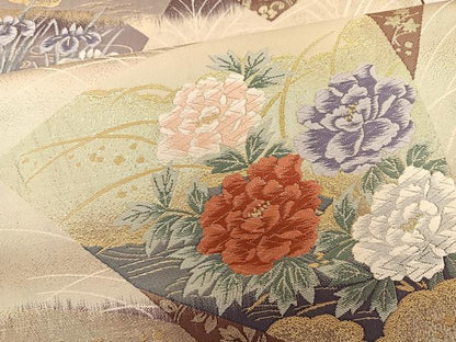 平和屋着物◎六通柄袋帯 唐織 地紙繋ぎ文 金糸 正絹 逸品 BAAT3637ui