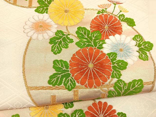 平和屋着物◎六通柄袋帯 唐織 花丸文 金糸 正絹 逸品 BAAT3860xa