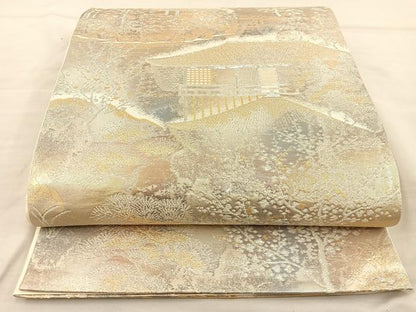 平和屋着物◎六通柄袋帯 京洛錦 風景文 二重引箔 正絹 逸品 BAAT3874xa