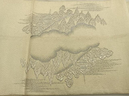 平和屋着物◎太鼓柄袋帯 綴れ 遠山風景文 プラチナ箔 正絹 逸品 BAAT3876xa