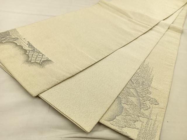平和屋着物◎太鼓柄袋帯 綴れ 遠山風景文 プラチナ箔 正絹 逸品 BAAT3876xa