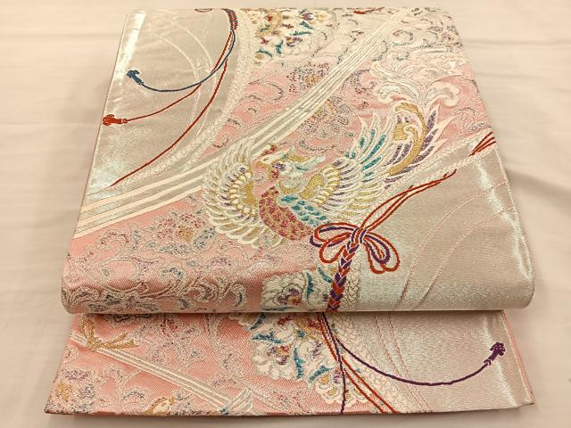 平和屋着物◎六通柄袋帯 唐織 鳳凰花文 金銀糸 正絹 逸品 BAAT3880xa