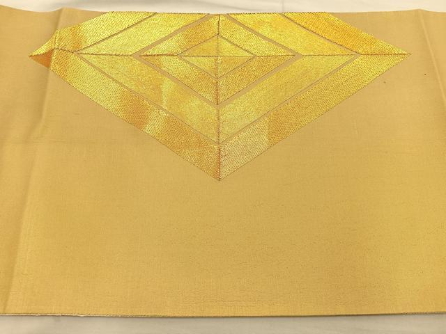平和屋着物◎太鼓柄袋帯 駒刺繍 菱重ね文 金糸 引箔 正絹 逸品 BAAT3886xa