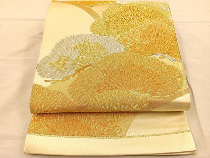 平和屋着物◎六通柄袋帯 松重ね 金銀糸 正絹 逸品 BAAT3896xa