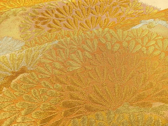 平和屋着物◎六通柄袋帯 松重ね 金銀糸 正絹 逸品 BAAT3896xa