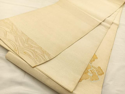 平和屋着物◎太鼓柄袋帯 綴れ 松皮取寿松文 金銀糸 正絹 逸品 BAAT3900xa