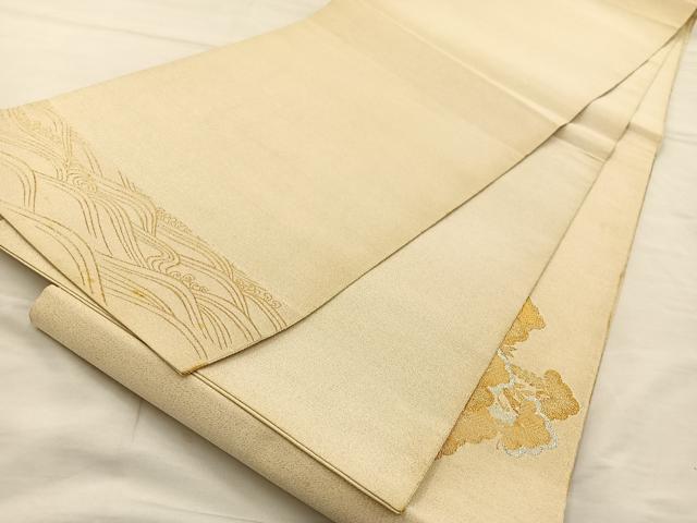 平和屋着物◎太鼓柄袋帯 綴れ 松皮取寿松文 金銀糸 正絹 逸品 BAAT3900xa