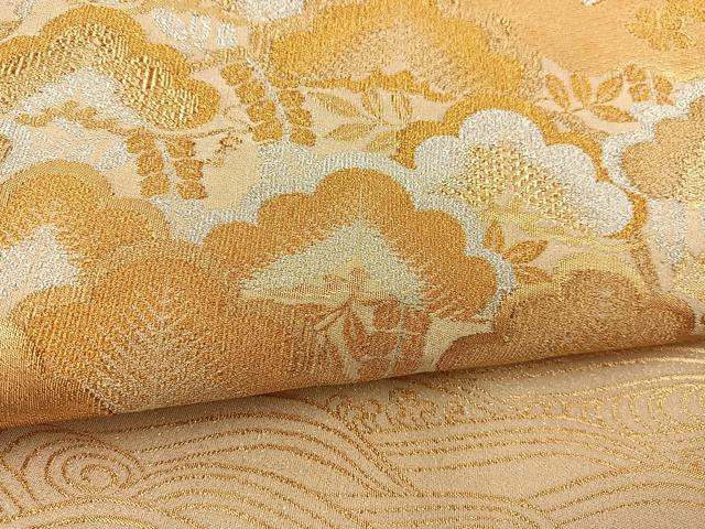 平和屋着物◎太鼓柄袋帯 綴れ 松皮取寿松文 金銀糸 正絹 逸品 BAAT3900xa