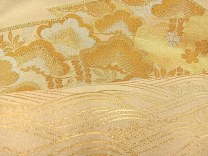 平和屋着物◎太鼓柄袋帯 綴れ 松皮取寿松文 金銀糸 正絹 逸品 BAAT3900xa
