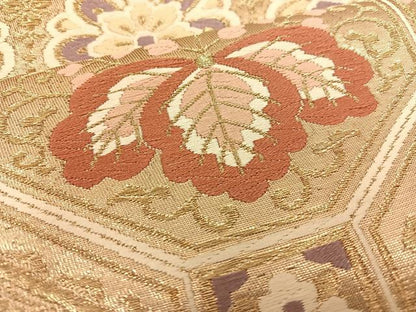 平和屋着物◎六通柄袋帯 唐織 切嵌花文 金糸 正絹 逸品 BAAT3929xa