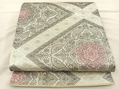 平和屋着物◎六通柄袋帯 唐織 オリエント プラチナ箔 正絹 逸品 BAAT3934xa
