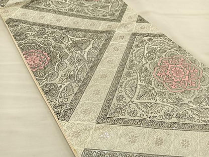 平和屋着物◎六通柄袋帯 唐織 オリエント プラチナ箔 正絹 逸品 BAAT3934xa