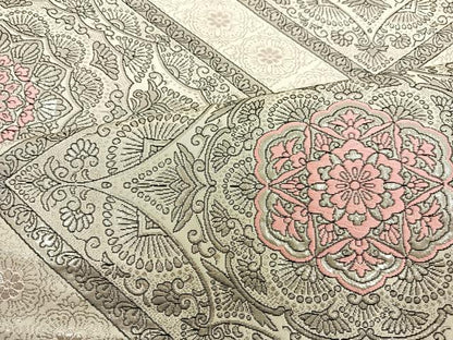 平和屋着物◎六通柄袋帯 唐織 オリエント プラチナ箔 正絹 逸品 BAAT3934xa