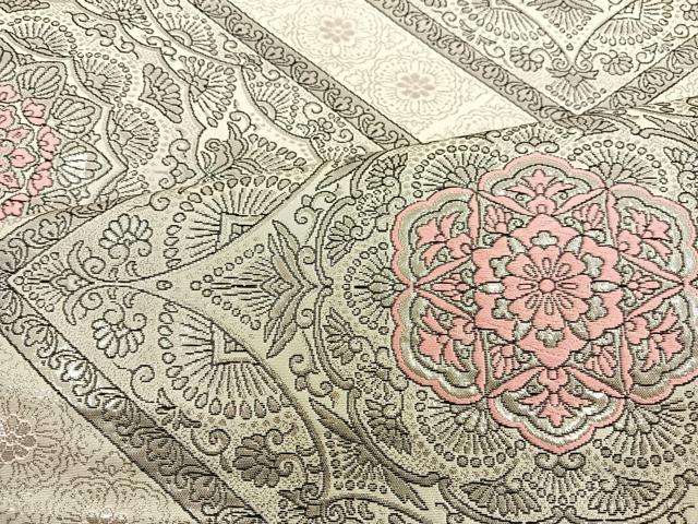 平和屋着物◎六通柄袋帯 唐織 オリエント プラチナ箔 正絹 逸品 BAAT3934xa