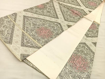 平和屋着物◎六通柄袋帯 唐織 オリエント プラチナ箔 正絹 逸品 BAAT3934xa