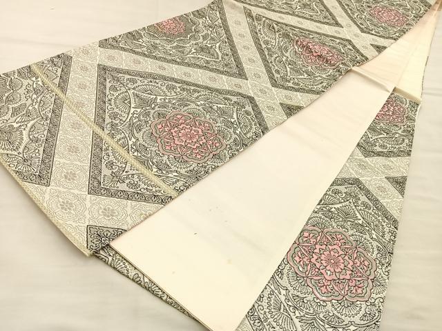 平和屋着物◎六通柄袋帯 唐織 オリエント プラチナ箔 正絹 逸品 BAAT3934xa