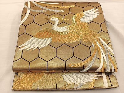 平和屋着物◎六通柄袋帯 唐織 鳳凰 金銀糸 正絹 逸品 BAAT3935xa