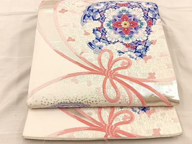 平和屋着物◎六通柄袋帯 唐織 花丸文 金銀糸 正絹 逸品 BAAT3939xa