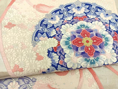 平和屋着物◎六通柄袋帯 唐織 花丸文 金銀糸 正絹 逸品 BAAT3939xa