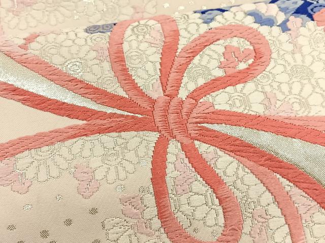 平和屋着物◎六通柄袋帯 唐織 花丸文 金銀糸 正絹 逸品 BAAT3939xa